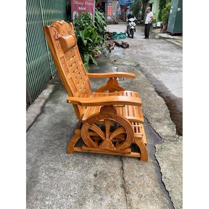 Ghế thư gián mát xa chân gỗ gõ đỏ