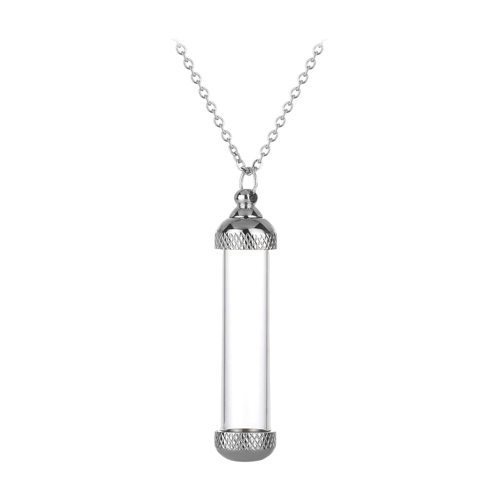 Acrylic Container Urn Necklace Pendant Titanium Steel Cremation Jewelry Memorial Pendant Perfume Container Tube Birthday Gift