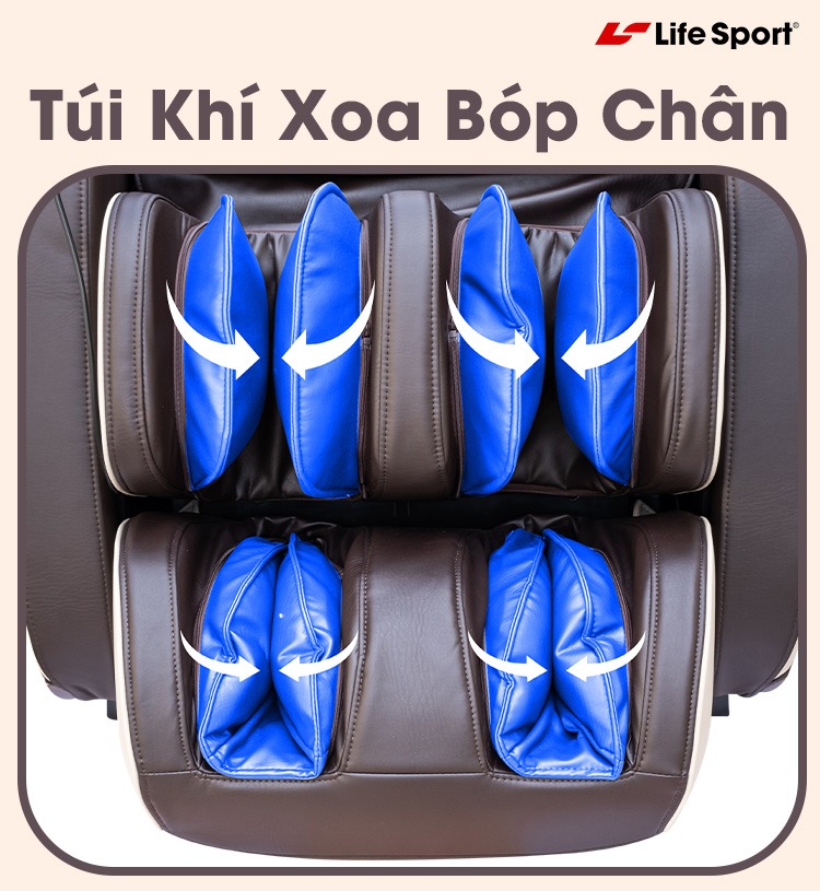 Ghế Massage Toàn Thân Lifesport LS-350 Plus, Ghế Massage Tích Hợp 5 Kỹ Thuật Và 8 Chương Trình Tự Động