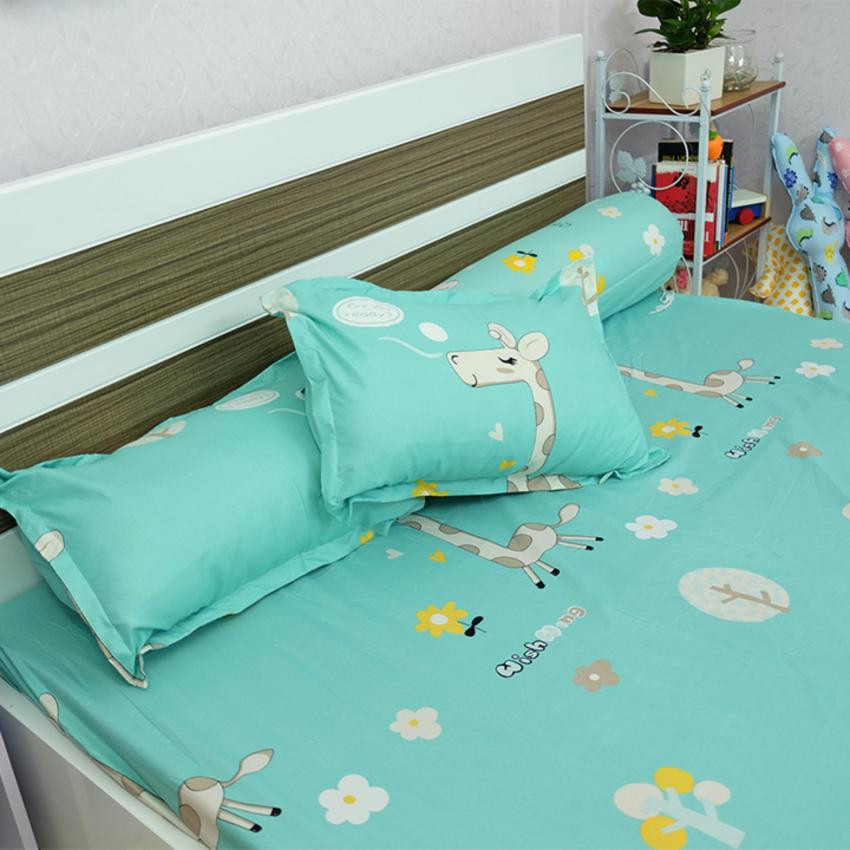 Set 3 món ga gối Poly cotton Houston Hươu xanh PL2 + Tặng 1 vỏ gối ôm