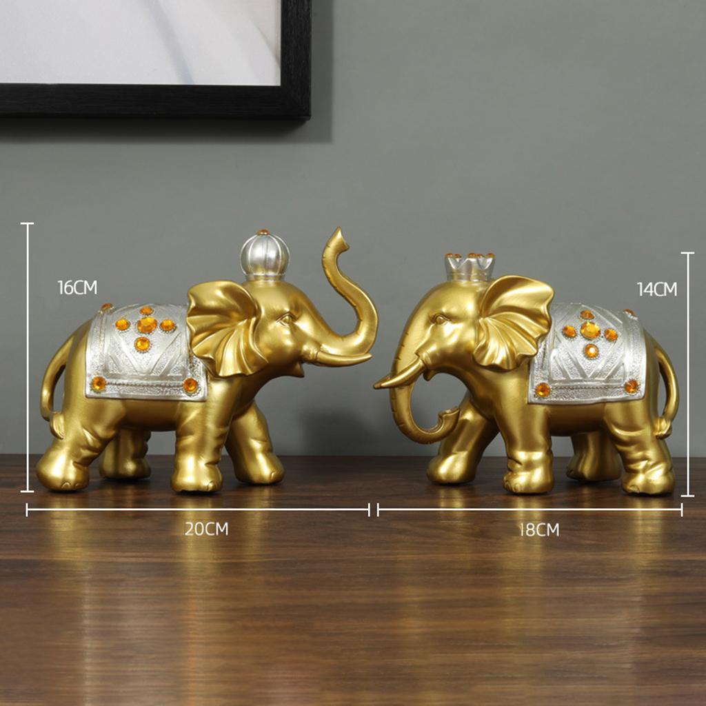 2x Elephant Statue Lucky Fengshui Elephants Sculpture Figurine