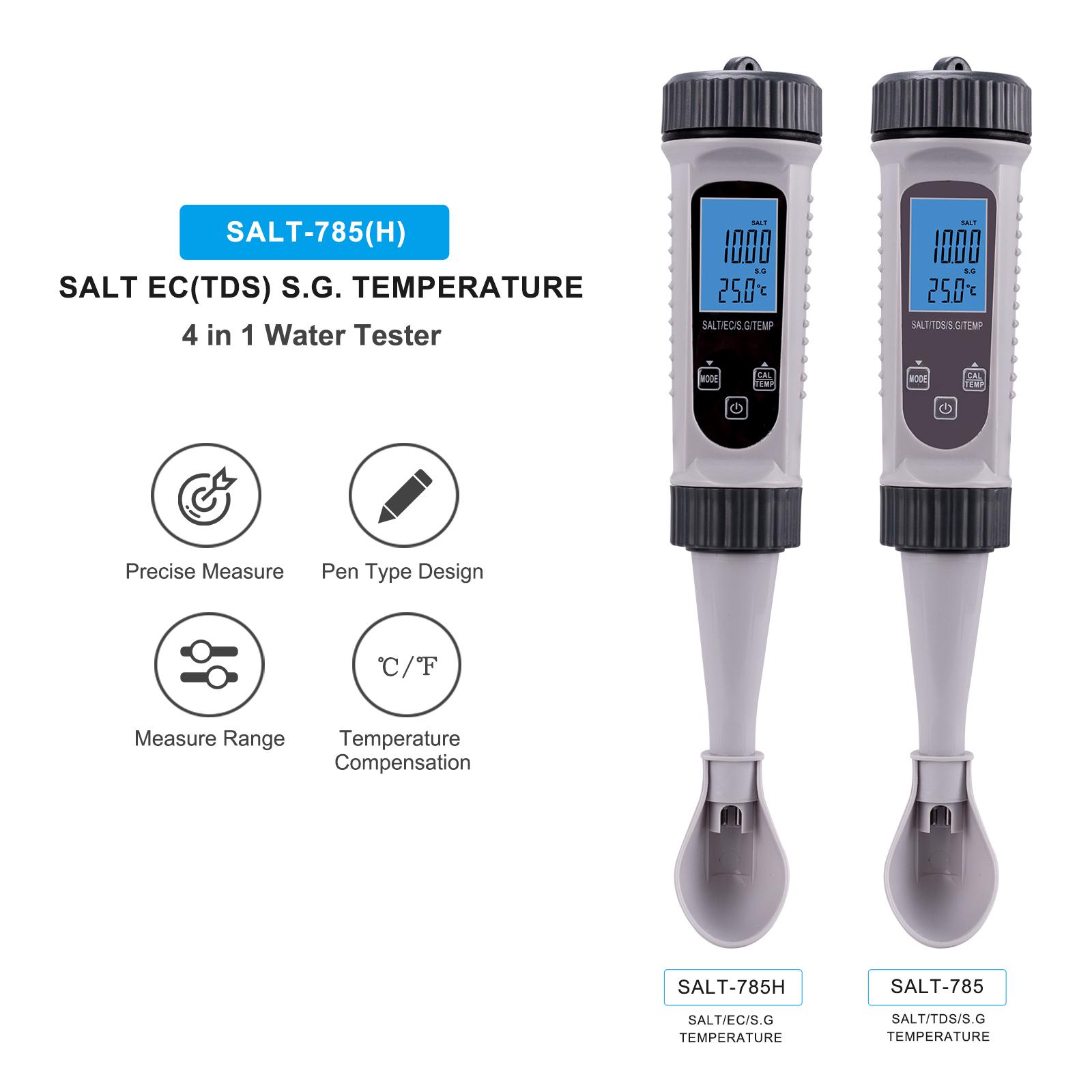4in1 Máy Kiểm Tra Nước Kỹ Thuật Số SALT Máy Đo Nhiệt Độ S.G. Thiết Bị Bút Đo Chất Lượng Nước Kiểm Tra Chất Lượng Nước Độ Chính Xác Cao Cho Nước Uống Bể Bơi Bể Cá Thủy Canh