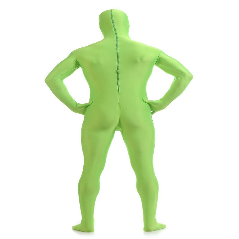 Open Face Zentai Spandex Unisex Catsuit Skin Tight Costume Green L