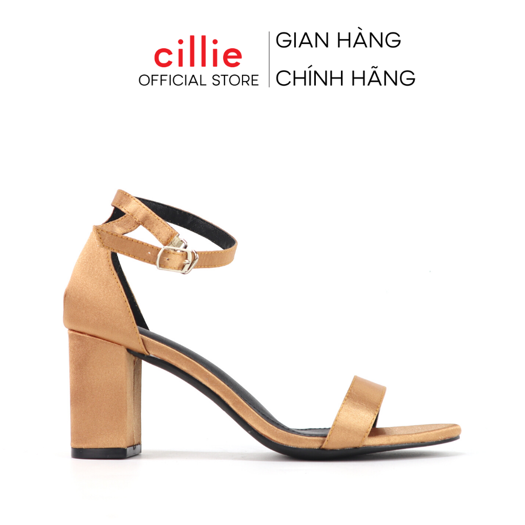 Giày sandal cao gót satin nữ bọc hậu quai ngang thanh lịch gót cao 7cm đi tiệc dạo phố 1007