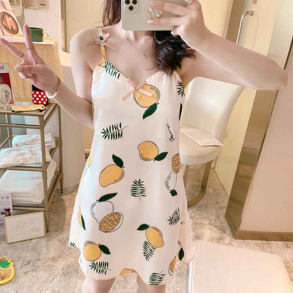 Váy Nữ 2 dây chất lụa mềm mát ️ - Đầm ngủ cao cấp mùa hè xinh xắn dễ thương️ V2D290