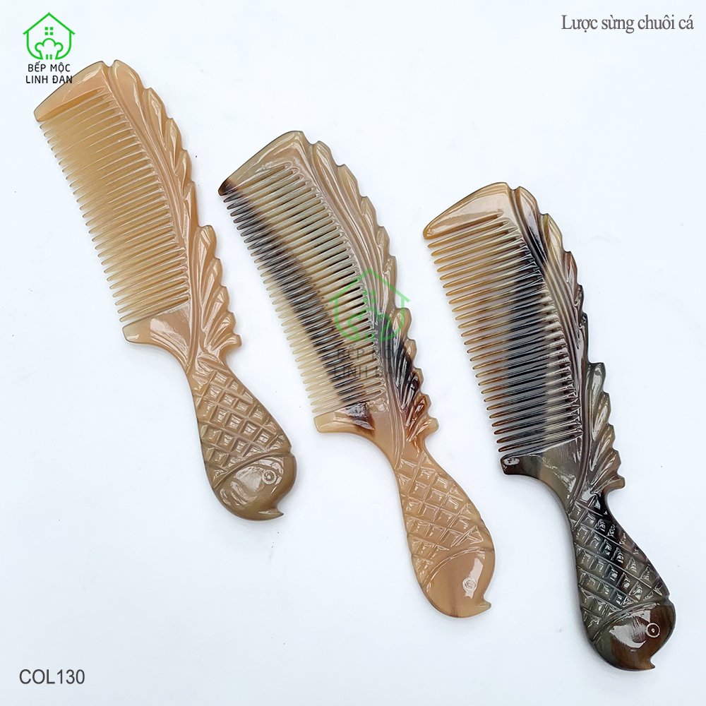 Lược sừng chuôi cá siêu đẹp (Size: XL-19cm) quà tặng chăm sóc tóc - COL130