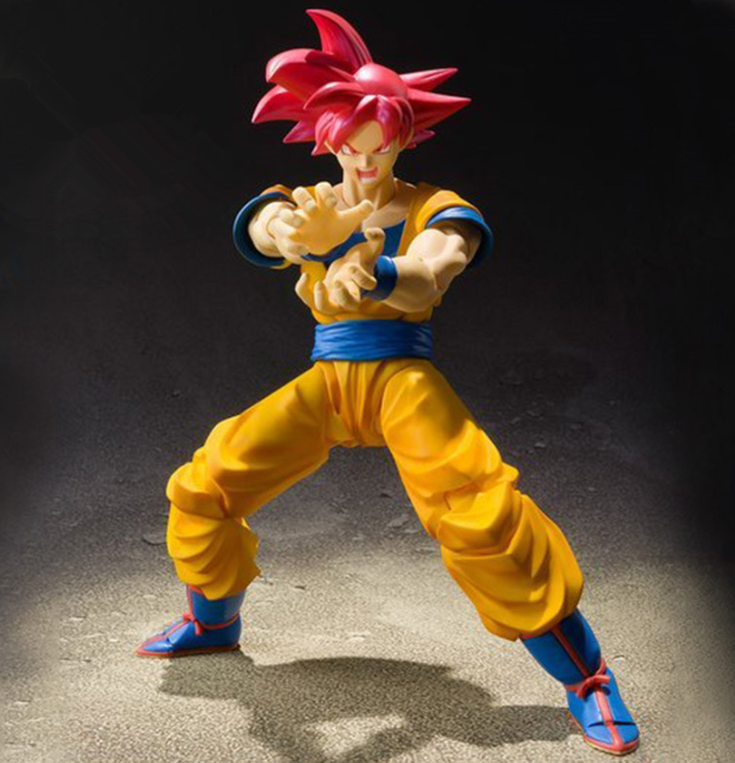 Mô hình khớp nhân vật Songoku tóc đỏ 2 mặt Dragon Ball Saiyan 16cm