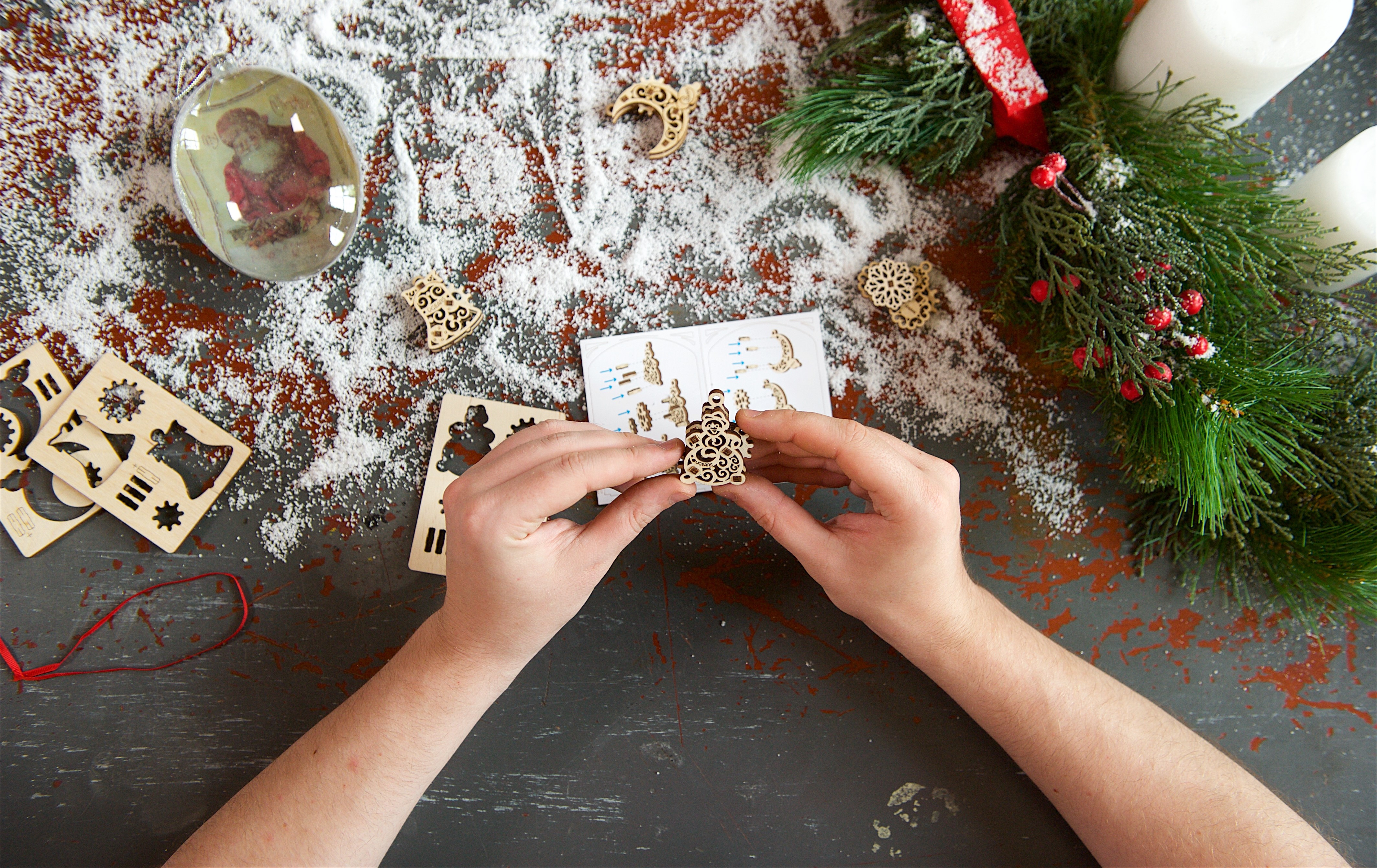 Mô Hình Gỗ Cơ Khí - U-Fidgets-Gearsmas - Set 4 tấm Trang trí Noel, sản phẩm chính hãng Ugears, nhập khẩu nguyên bộ từ EU, Fidget, DYI
