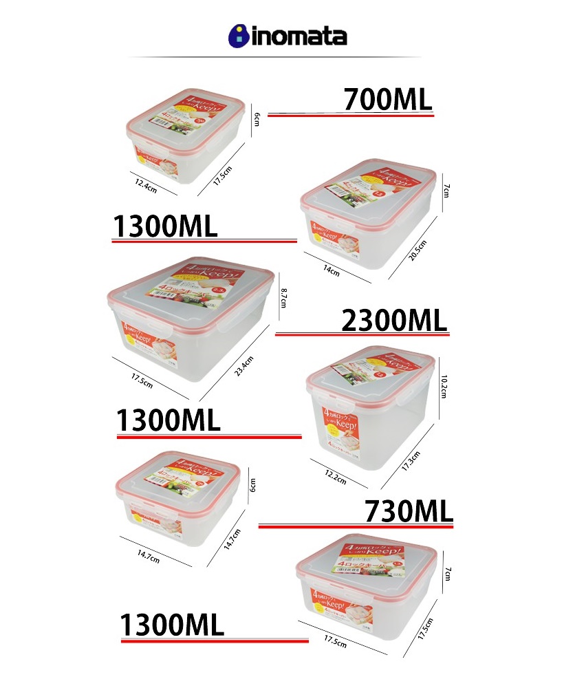 Combo 03 hộp thực phẩm chữ nhật inomata hàng nội địa Nhật Bản