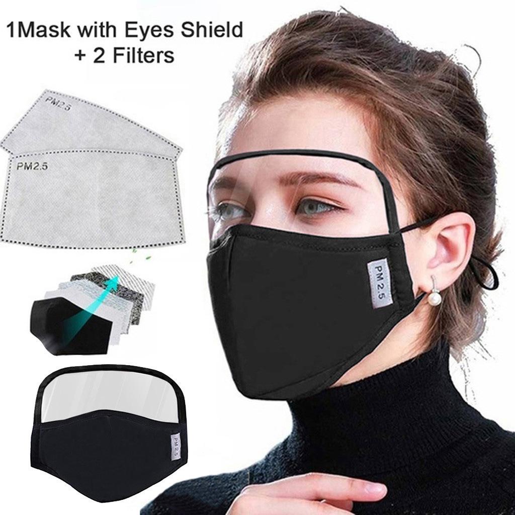 3 Pieces Anti Dust Adults Mouth Cover Masks With Clear Eye Black