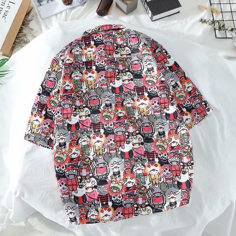 Áo sơ mi ngắn tay in họa tiết hoạt hình thời trang dành cho nam