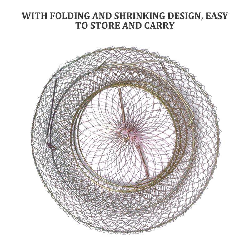 Foldable Metal Wire Fishing Net Cage Iron Wire Basket For Crabs Squid Shrimp Fishing Accessory