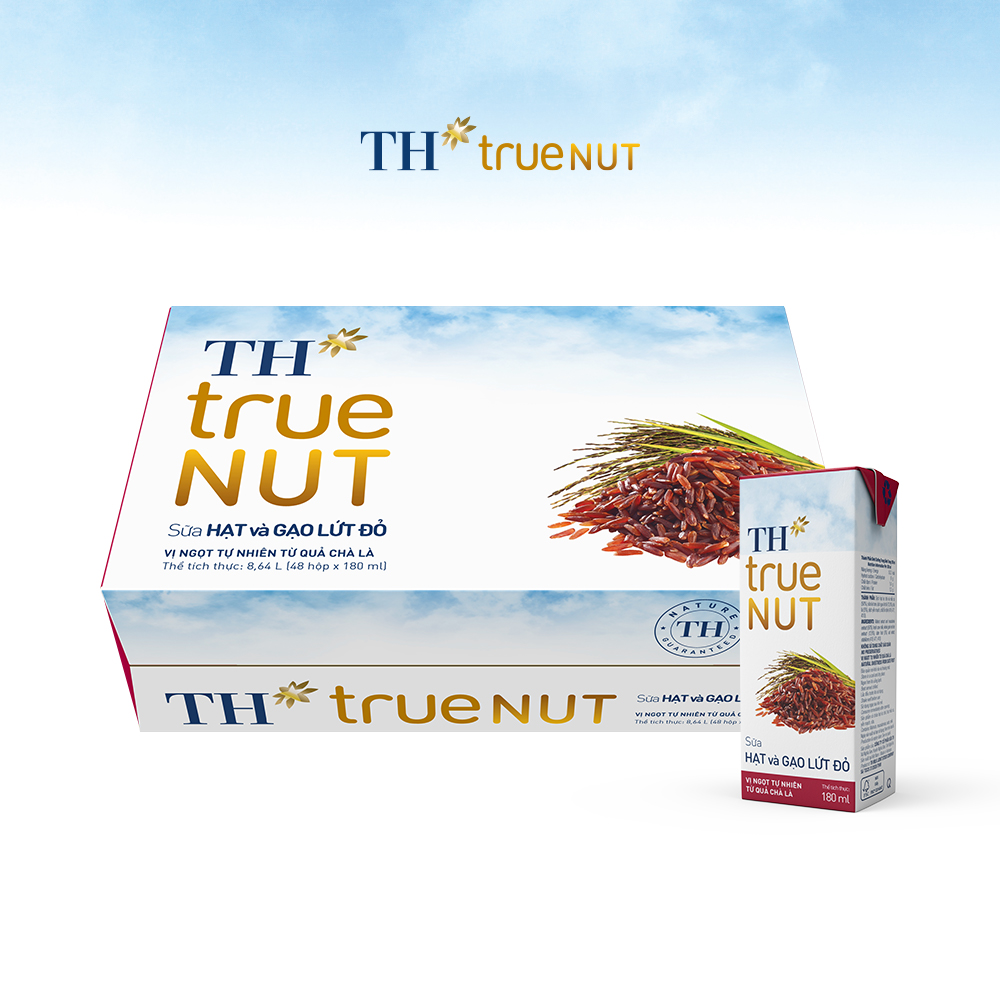 Thùng 48 hộp sữa hạt và gạo lứt đỏ TH true NUT 180 ml (180 ml x 48)