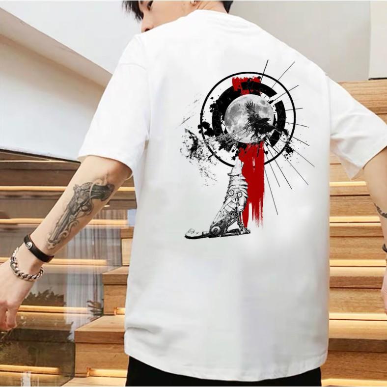 Áo Thun Tay Lỡ Unisex Sói Gọi Ánh Trăng Đỏ Siêu