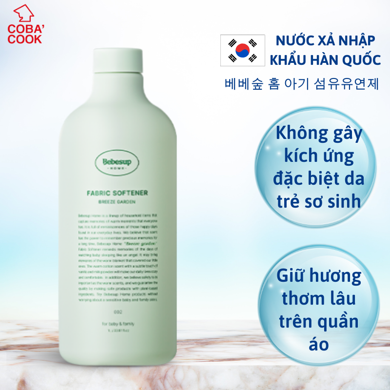 Nước Giặt Xả Quần Áo Không Gây Kích Ứng Da Nhập Khẩu Hàn Quốc Bebesup