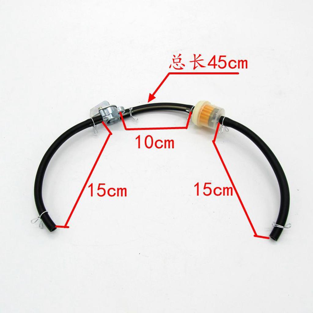 Motorcycle Gas Fuel Tap Petcock + Fuel Petrol Pipe Hose Line 2x