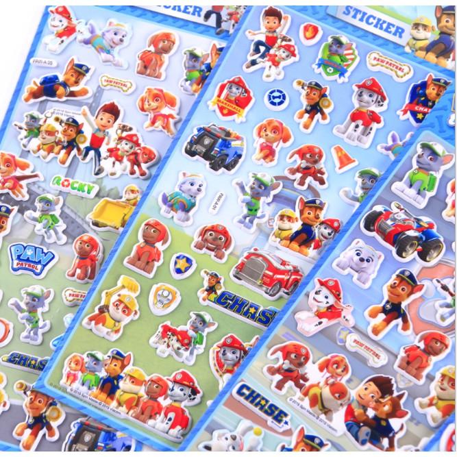 (Nhiều mẫu) Sticker dán nổi 3D Doreamon, Biệt đội chó cứu hộ, Siêu nhân người nhện Spider man, Khủng long