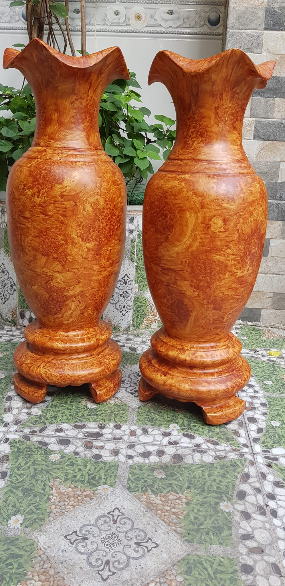 Cặp Bình Gỗ nu gõ hay gõ vẽ nu cao tròn đều đẹp cao 60cm x đk 20cm ý nghĩa bình an , phú quý Anh Chị trưng phòng khách nhà, công ty, bàn thờ thần tài to đẹp ạ