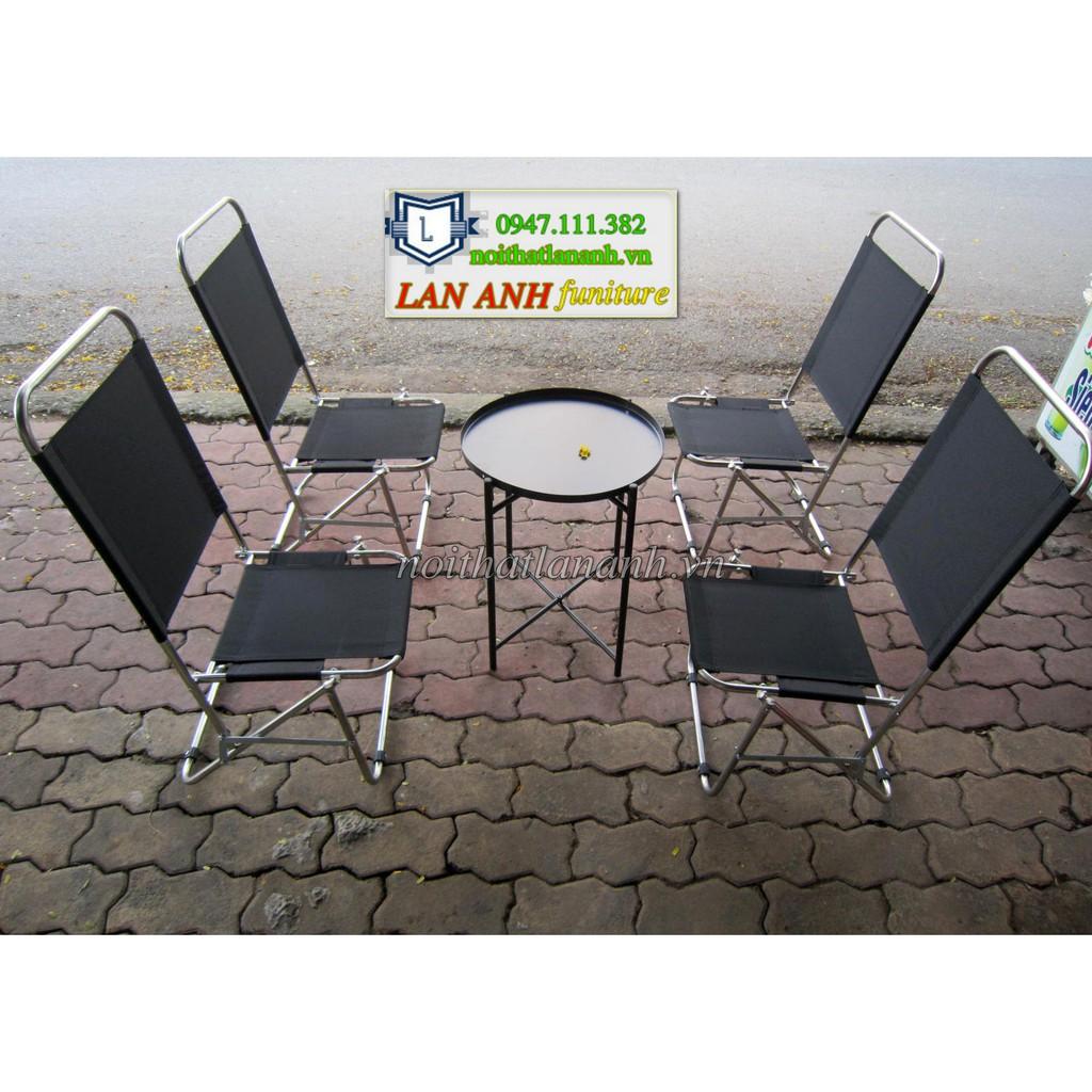 Trọn bộ ghế xếp inox và bàn trà chanh