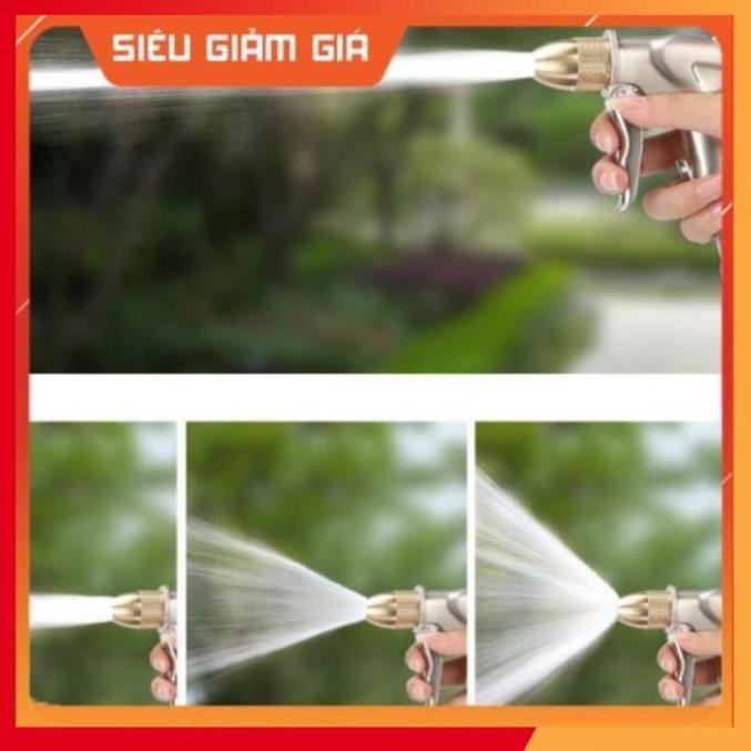 Bộ dây vòi xịt nước rửa xe, tưới cây . tăng áp 3 lần, loại 15m 206701-1 đầu đồng,cút+tặng mở chai