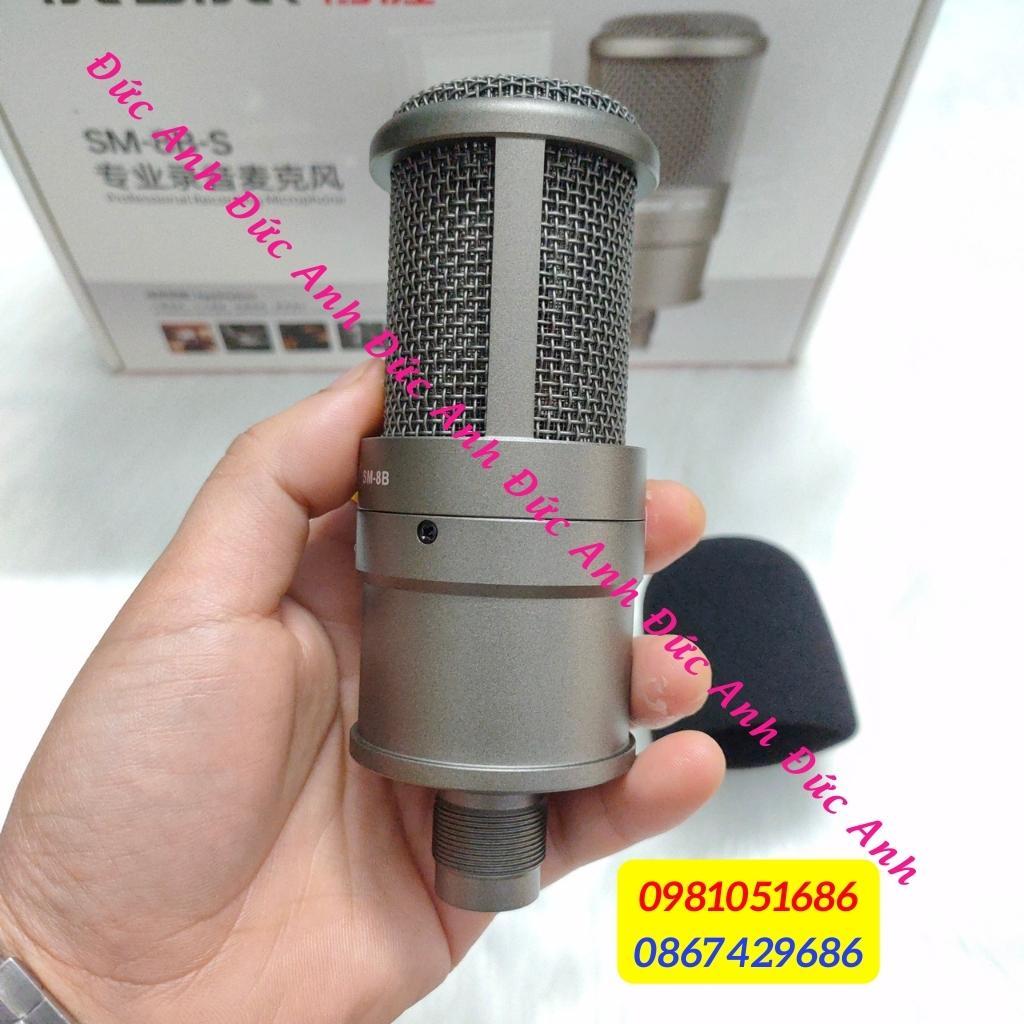 Mic thu âm SM8B, mic livestream 48v sm8b màu xám kết hợp được nhiều dòng sound card