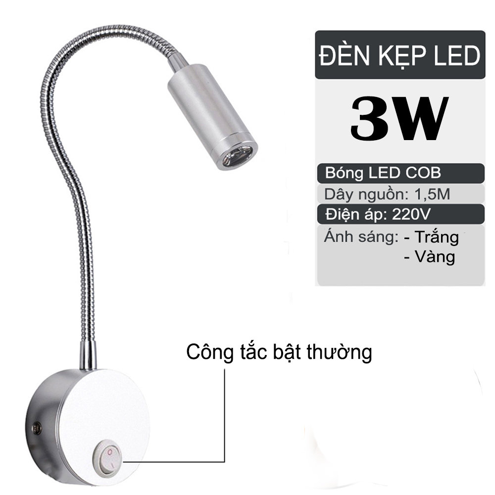 Đèn đọc sách đầu giường Led 3W, Loại gắn tường đầu giường, Ánh sáng chiếu rọi điểm, DW192