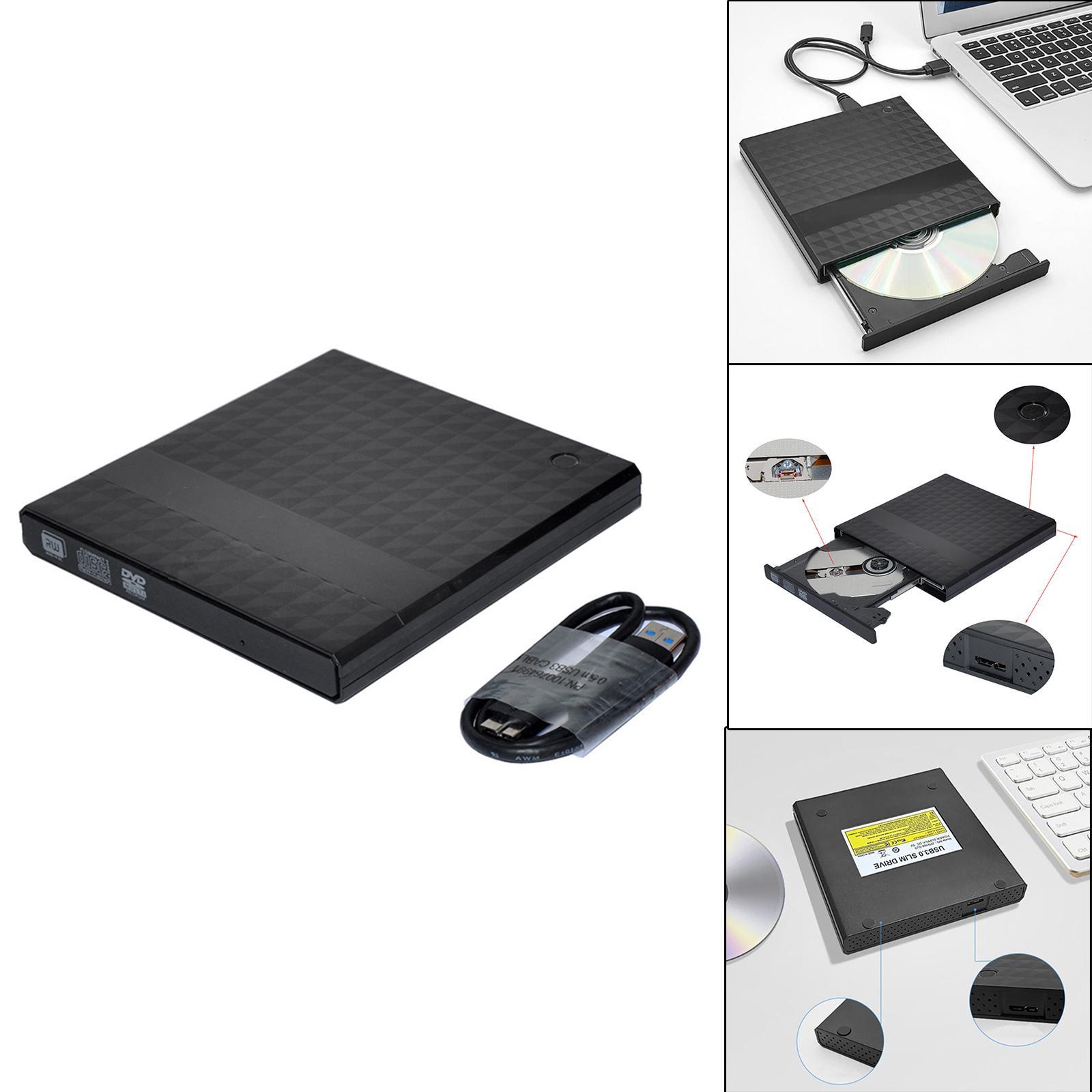 Portable USB 3.0 External DVD Drive Optical Drive Recorder DVD-RW for Laptops Desktop PC, Universal Wide Support