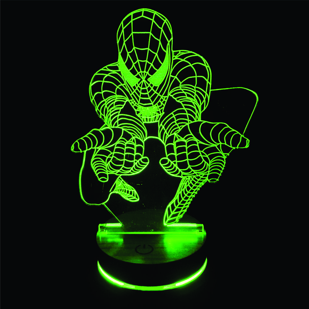 Spider man, người nhện, Đèn 3D led, Đèn ngủ thay đổi 16 màu