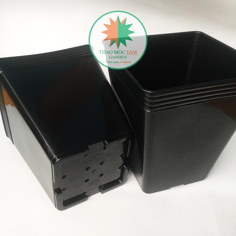 Bộ 05 Chậu Vuông Dày 28x33cm Trồng Hoa Hồng, Sung Mỹ, Cây Kiểng – Chất liệu nhựa PP, có độ dẻo chất lượng cao