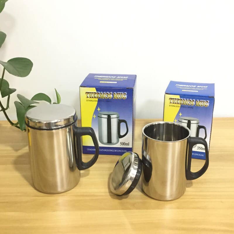 CỐC GIỮ NHIỆT INOX CÓ NẮP ĐẬY VỆ SINH DUNG TÍCH 500ML TIỆN DỤNG