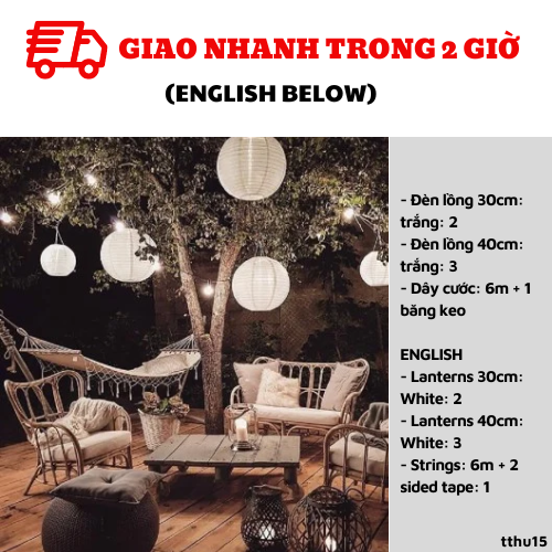 Bộ đèn lồng trung thu màu trắng tthu15