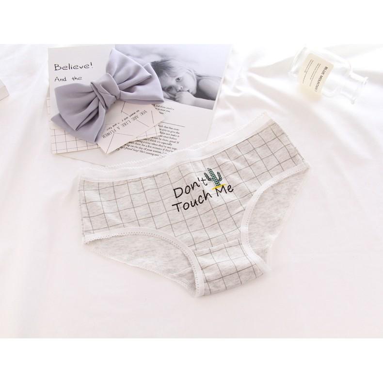 Hộp 05 quần lót cotton hình mèo ghi trắng
