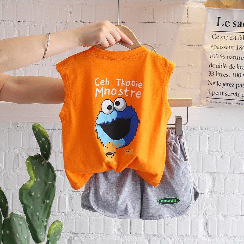 Quần Áo Bé Trai, Đồ Bé Trai Ba Lỗ Sát Nách Thể Thao Cotton In Hình Quái Vật Monster Cho Bé Từ 7-18kg