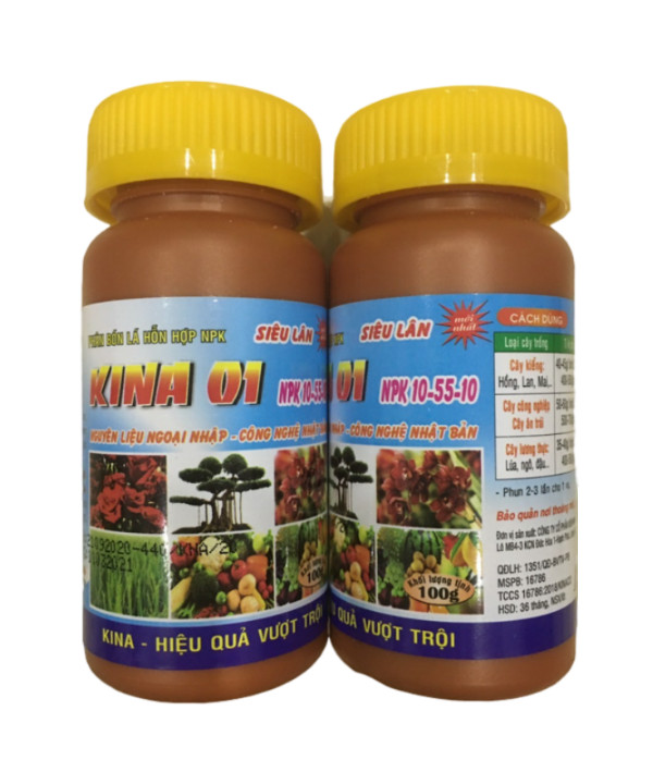 Phân bón lá hỗn hợp Siêu Lân KINA 01 NPK 10-55-10 giúp Kích rễ - Đẻ nhánh - Tạo nhiều hoa - Tăng đậu trái