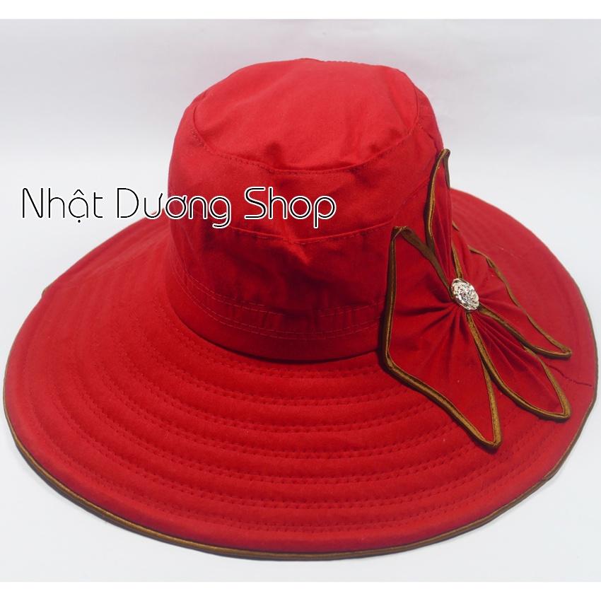 Nón Bo Vành rộng 11 cm, Nón tai bèo vành rộng gắn hoa, chất liệu vải cotton cao cấp