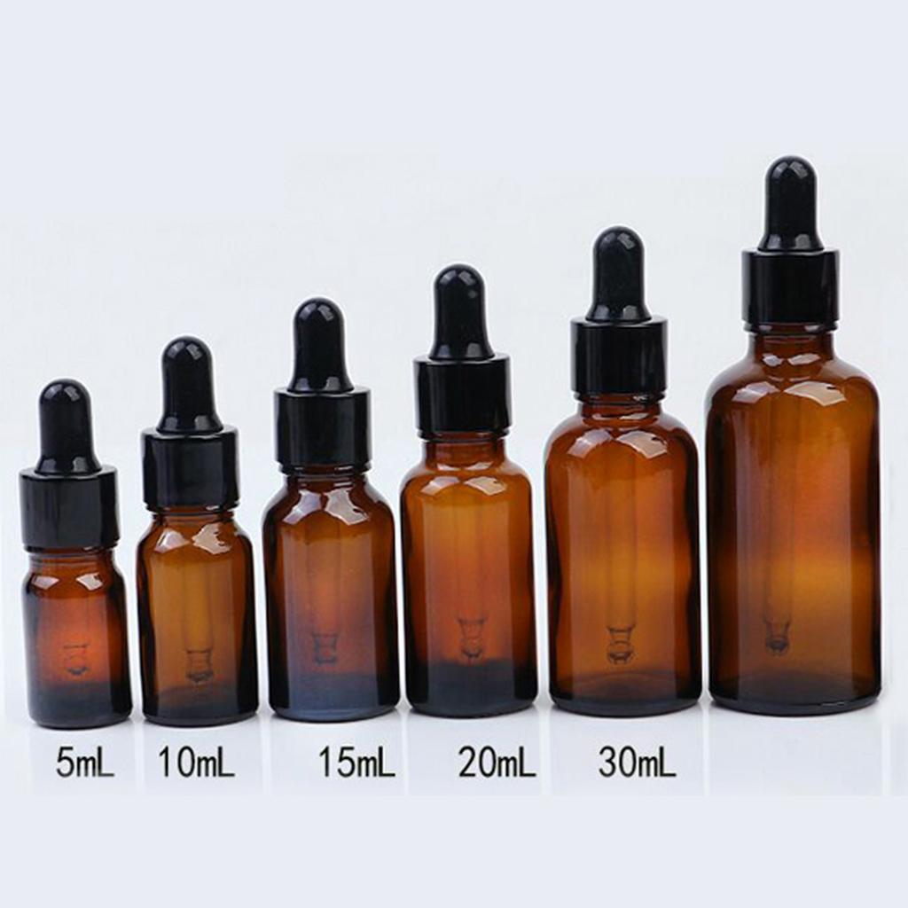 3Pcs Amber Glass Bottle With Dropper, Empty Brown Cosmetex Glass Bottle,