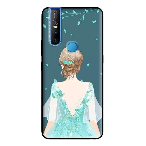 Ốp in cho Vivo V15 Cô Gái Nền Xanh - Hàng chính hãng