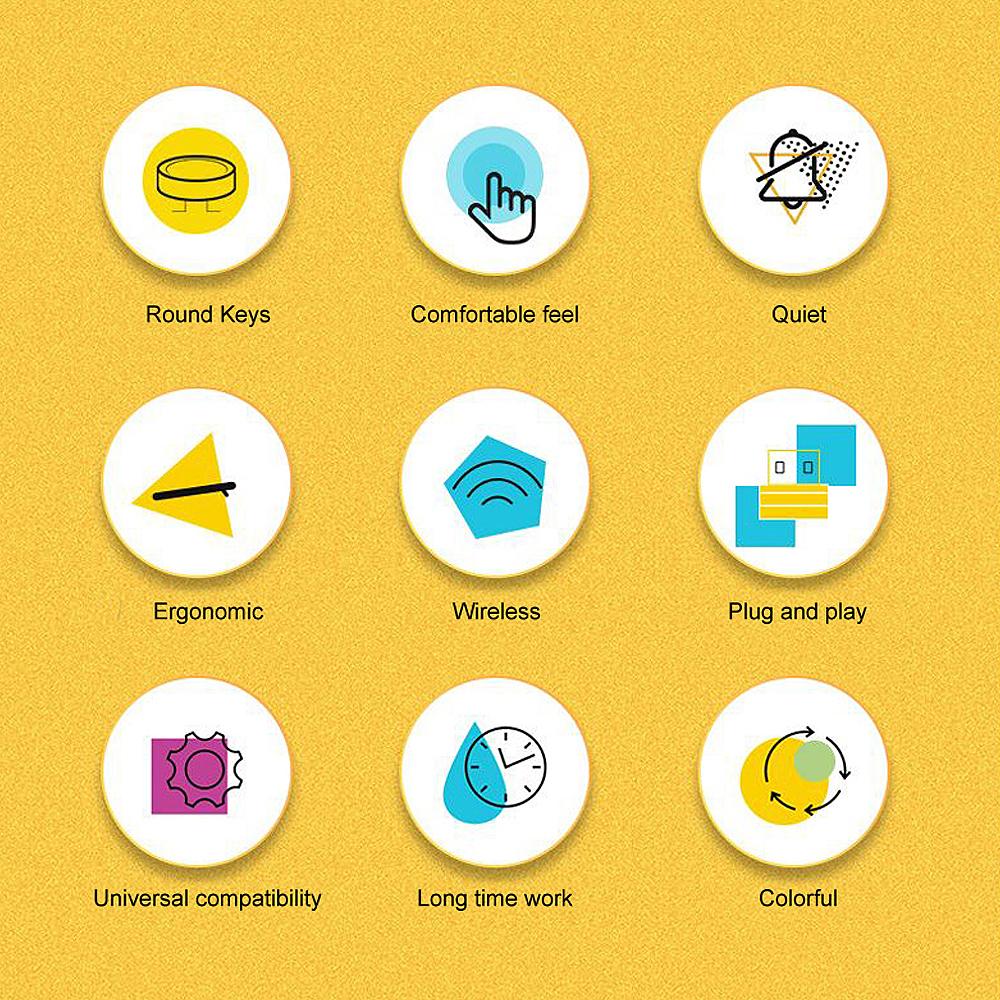 Bộ bàn phím & chuột không dây BOW K221 2.4G 96 phím tròn Keycaps Bàn phím công thái học di động cho IOS / Windows