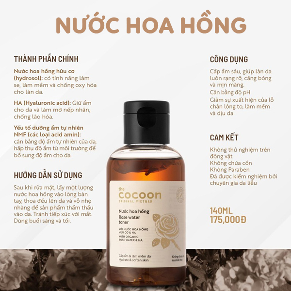 Nước Cân Bằng Da Hoa Hồng The Cocoon Rose Water Toner 140ml