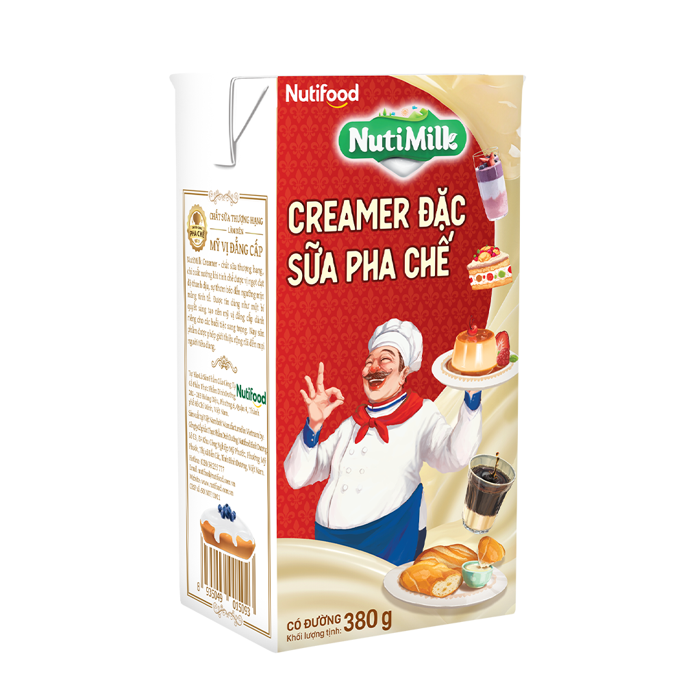 Thùng 12 hộp  Creamer đặc Sữa pha chế có đường nguyên liệu không thể thiếu trong làm bánh Nuti 1284g TH.SD01  - Thương Hiệu NUTIFOOD