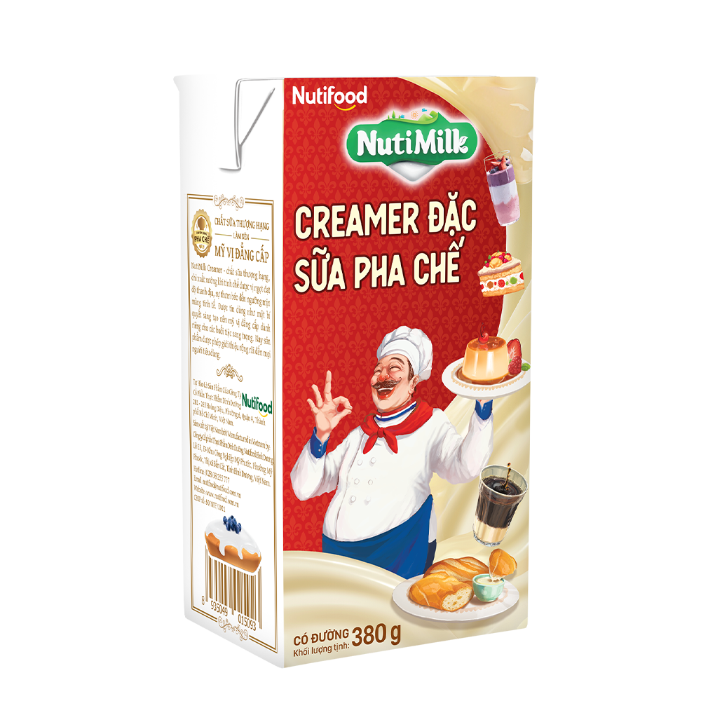 Thùng 12 hộp Creamer đặc Sữa pha chế có đường nguyên liệu không thể thiếu trong làm bánh Nuti 1284g TH.SD01 - Thương Hiệu NUTIFOOD