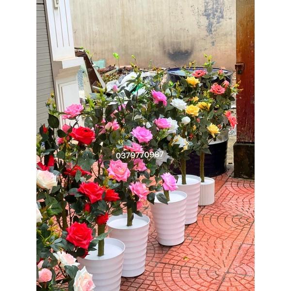 Cây hoa hồng giả 120cm Decor nhà cửa, văn phòng, hàng quán
