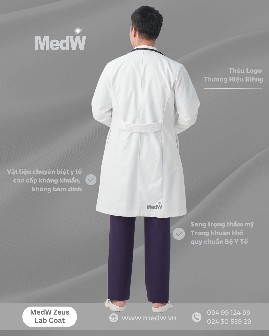 MedW Zeus Lab Coat (Nam) Áo Blouses Bác sĩ Thẩm Mỹ, Bác Sĩ Nha Khoa, Da Liễu Chuyên Gia Dinh Dưỡng, Trang Phục Y Tế Phòng Khám, Bệnh Viện Thiết Kế Pháp Trang Trọng Thẩm Mỹ Vật Liệu Chuyên Biệt Y Tế Nhật Nhập Khẩu Không Bám Dính, Chống Thấm