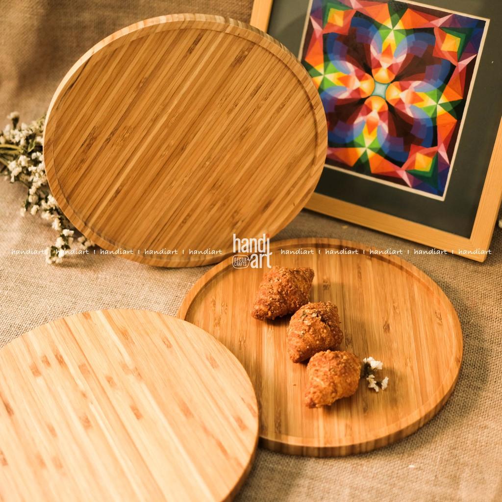 Khay gỗ tre hình tròn - Khay tre đựng thức ăn - Khay tre tự nhiên- bamboo wooden tray