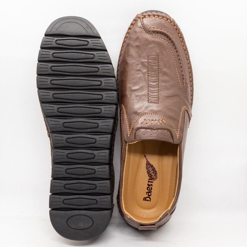 Giầy lười nam màu nâu siêu mềm Tomshoes, cam kết da thật 100%
