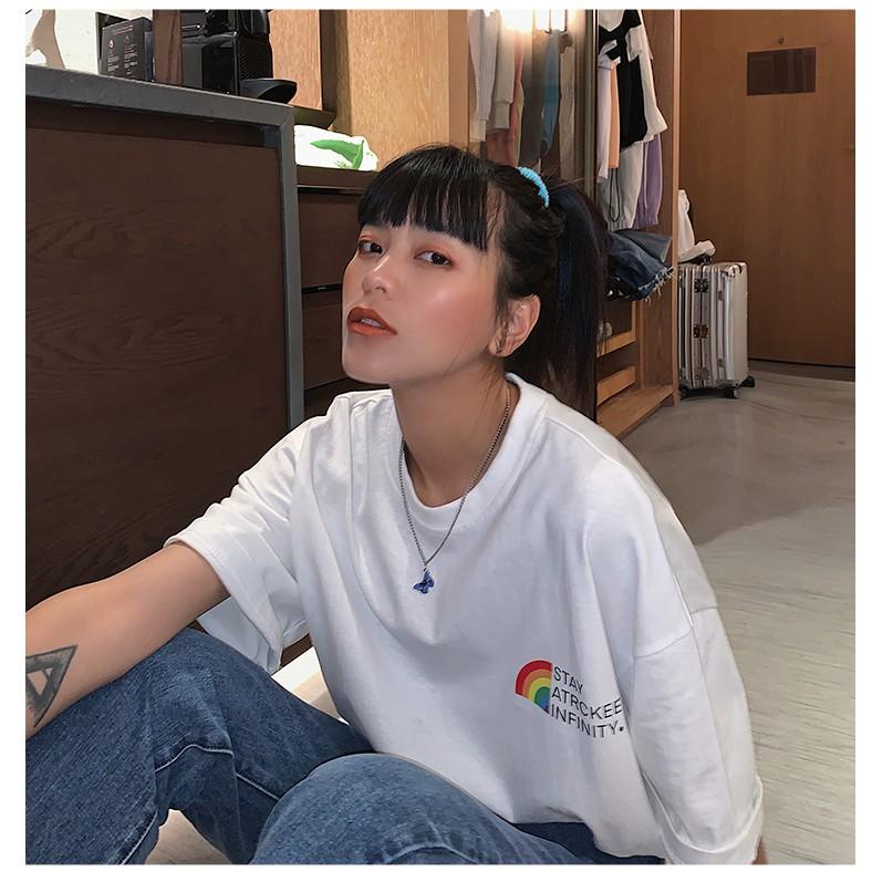Áo thu tay lỡ STAY ATRCKEE phông Unisex nam nữ tee oversize form rộng pull Ulzzang Streetwear Hàn Quốc vải mềm
