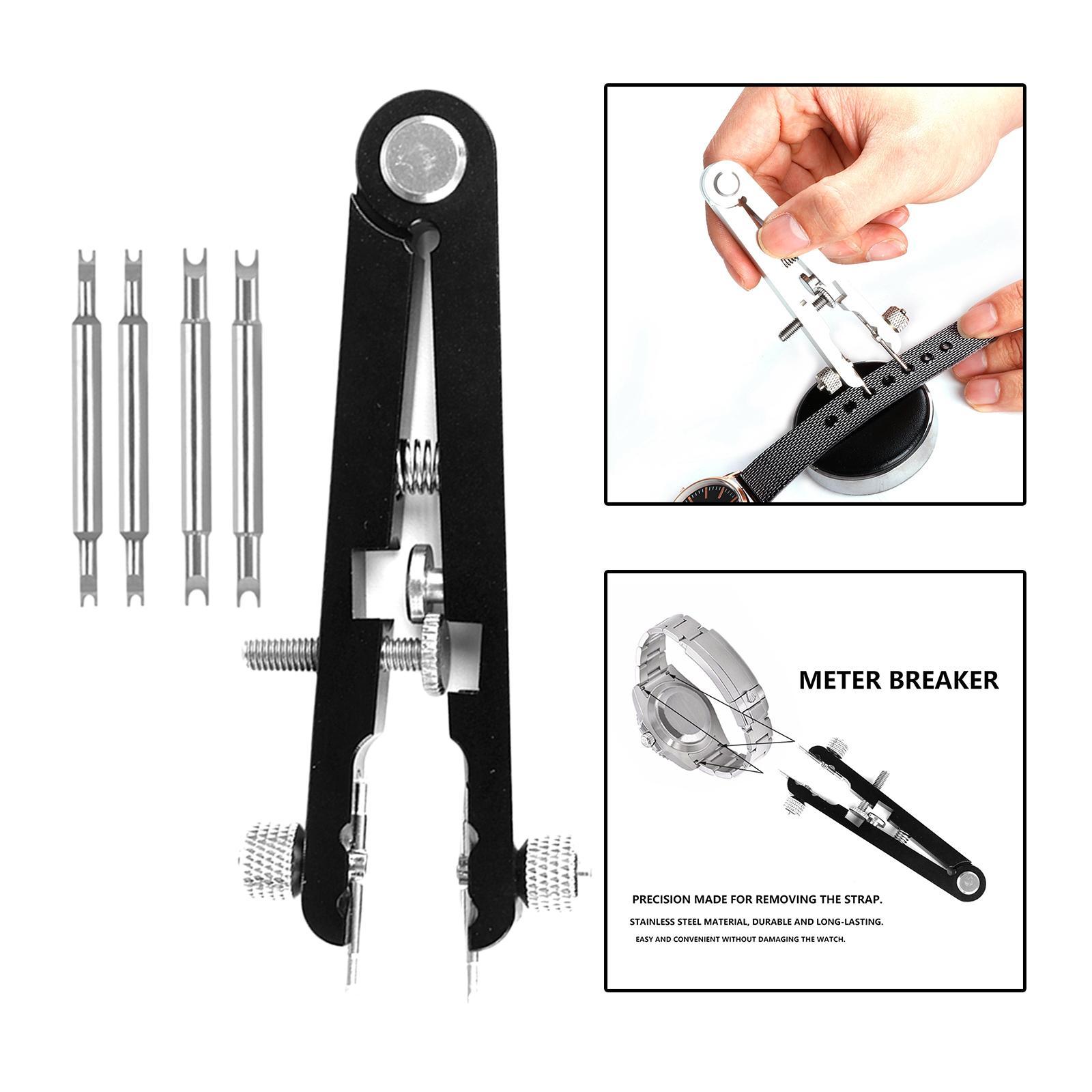 Watch Bracelet Spring Bar Plier Tweezer Remover Replace Adjuster Tool Black
