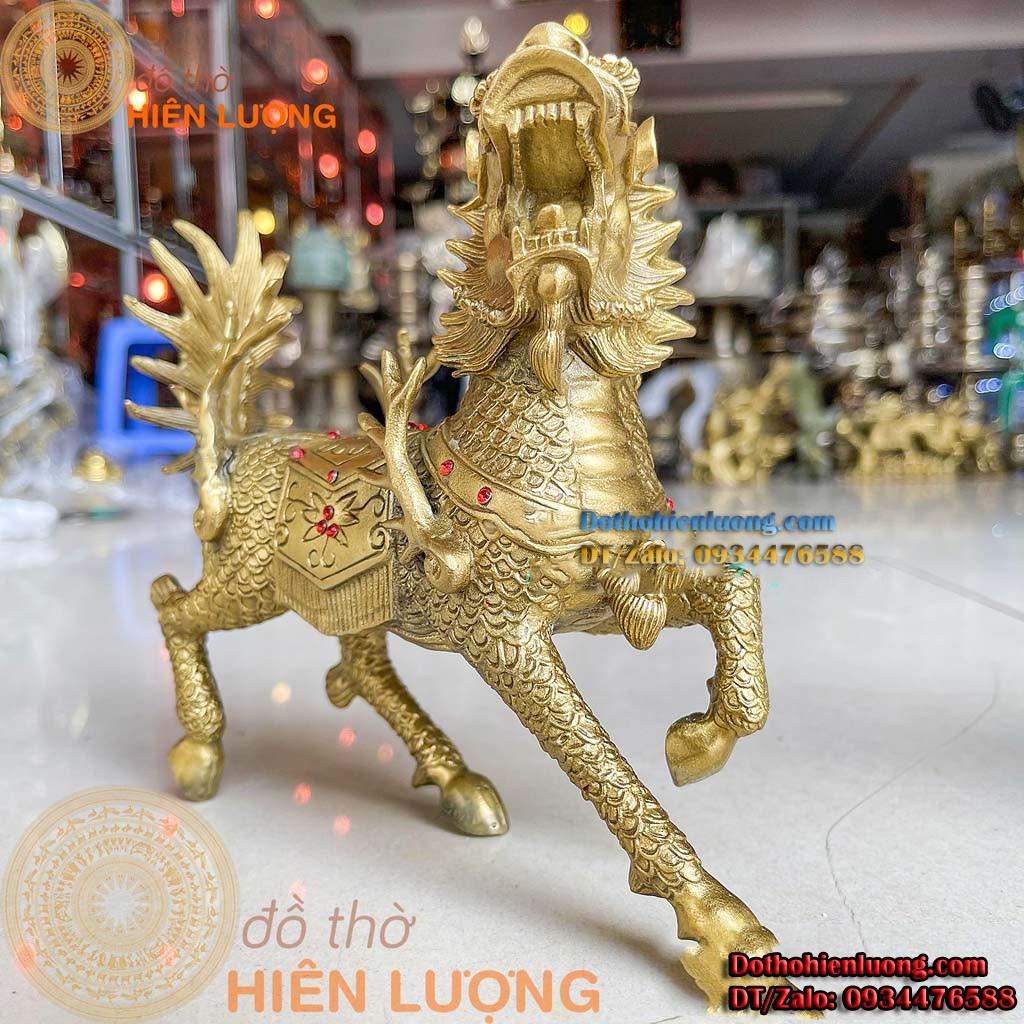 Đôi Kì Lân Long Mã Màu Vàng Bằng Đồng Đẹp - Tượng Đồng Tứ Linh Phong Thủy