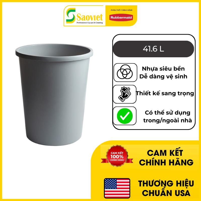 Thùng Rác Nhựa Cao Cấp RUBBERMAID - SKU: FG294700GRAY | SAOVIETCO