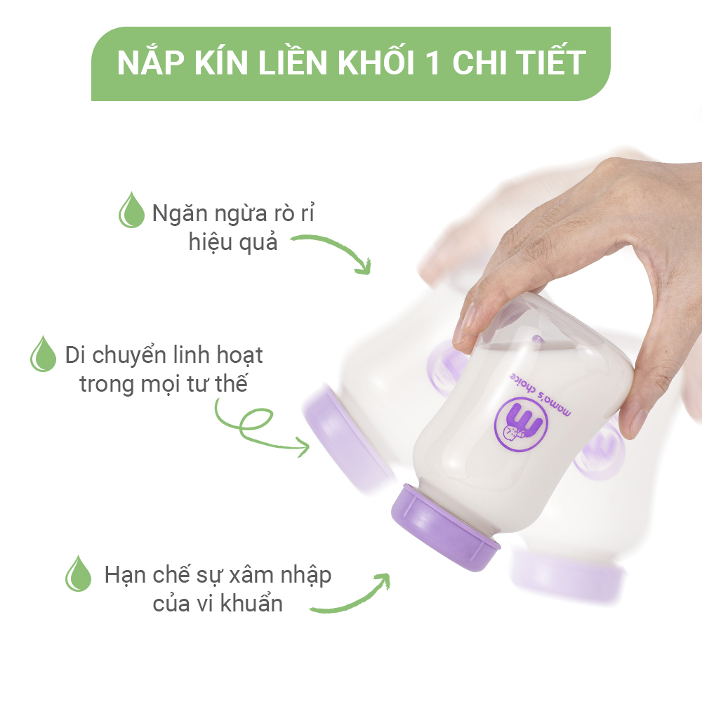 Bình Trữ Sữa Cổ Hẹp Mama's Choice 150ml–240ml, Bình Đựng Sữa Mẹ Tương Thích Máy Hút Sữa Medela, Unimom, Real Bubee, Ameda